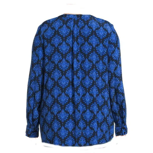 Plus Size 3X Blouse Blue and Black print - Picture 2 of 4